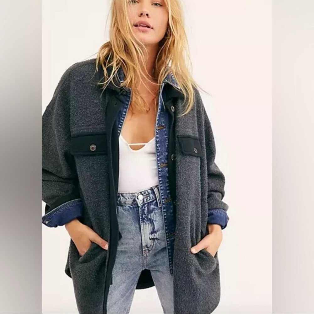 Free People Ruby Jacket Washed Black oversized shacket Jacket S